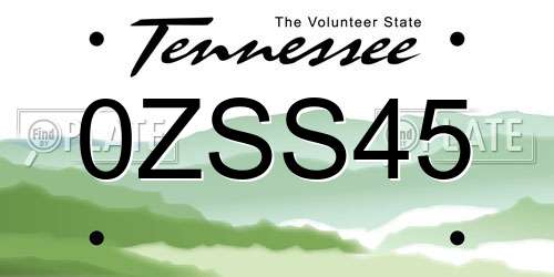 0ZSS45 Tennessee License Plate