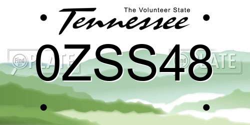 0ZSS48 Tennessee License Plate