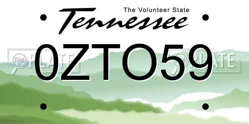 0ZTO59 Tennessee License Plate