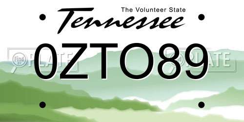 0ZTO89 Tennessee License Plate