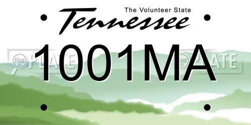 1001MA Tennessee License Plate