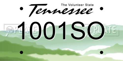 1001SO Tennessee License Plate