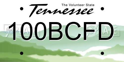 100BCFD Tennessee License Plate