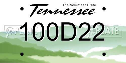 100D22 Tennessee License Plate