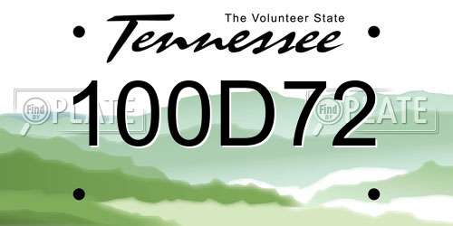 100D72 Tennessee License Plate