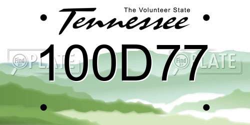 100D77 Tennessee License Plate