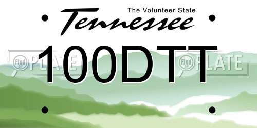 100DTT Tennessee License Plate