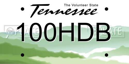 100HDB Tennessee License Plate