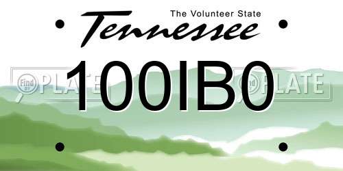 100IB0 Tennessee License Plate