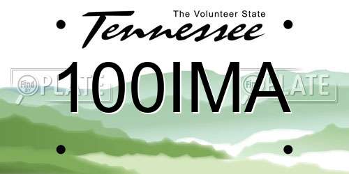 100IMA Tennessee License Plate
