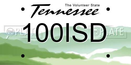 100ISD Tennessee License Plate