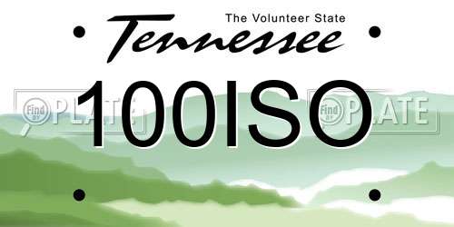 100ISO Tennessee License Plate