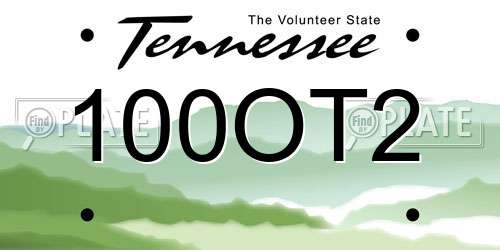 100OT2 Tennessee License Plate