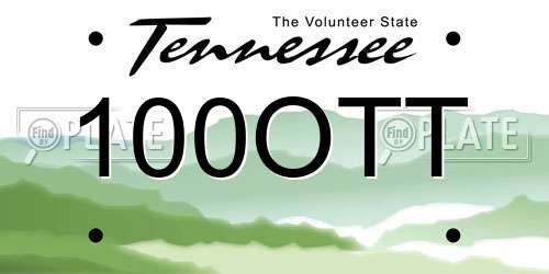 100OTT Tennessee License Plate