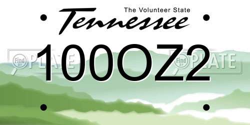 100OZ2 Tennessee License Plate