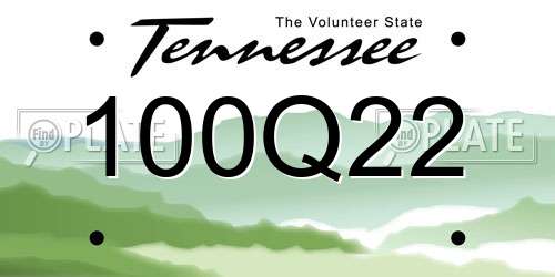 100Q22 Tennessee License Plate