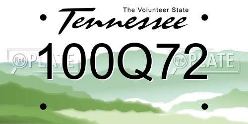 100Q72 Tennessee License Plate