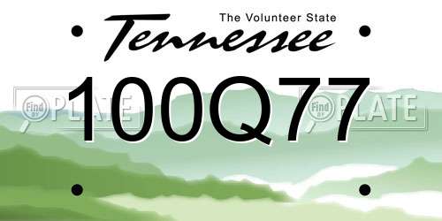 100Q77 Tennessee License Plate