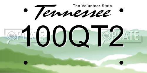 100QT2 Tennessee License Plate