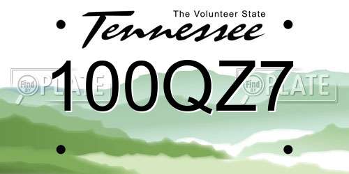 100QZ7 Tennessee License Plate