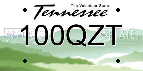 100QZT Tennessee License Plate