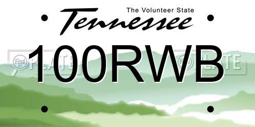 100RWB Tennessee License Plate