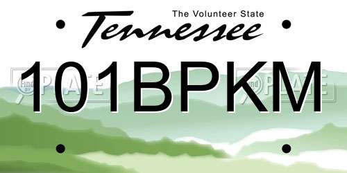 101BPKM Tennessee License Plate