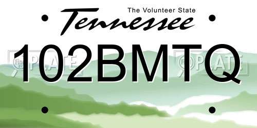102BMTQ Tennessee License Plate