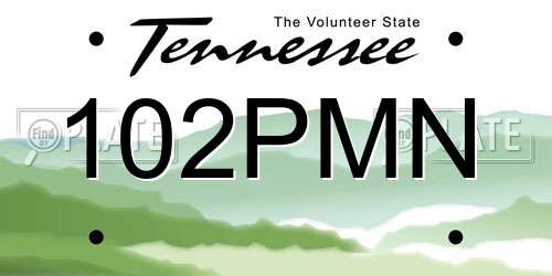 102PMN Tennessee License Plate