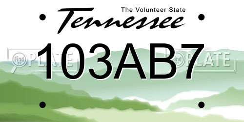 103AB7 Tennessee License Plate