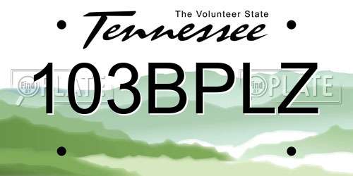 103BPLZ Tennessee License Plate