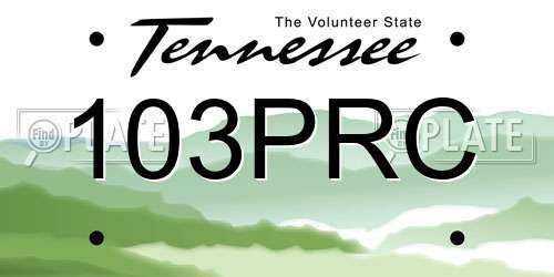 103PRC Tennessee License Plate