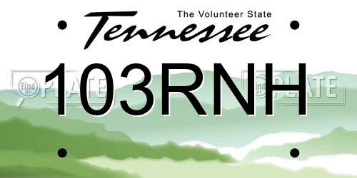 103RNH Tennessee License Plate