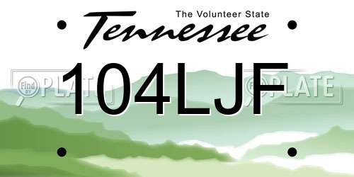 104LJF Tennessee License Plate