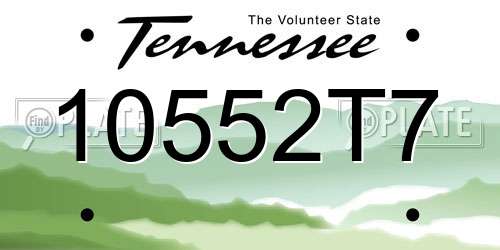 10552T7 Tennessee License Plate