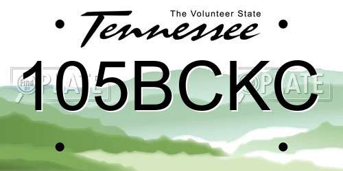 105BCKC Tennessee License Plate
