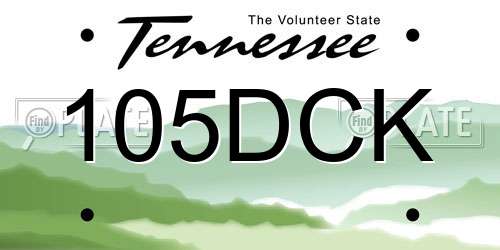 105DCK Tennessee License Plate