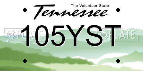 105YST Tennessee License Plate