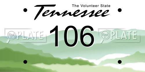 106 Tennessee License Plate