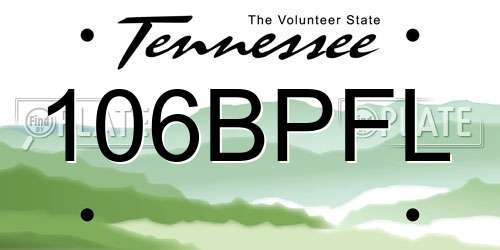 106BPFL Tennessee License Plate