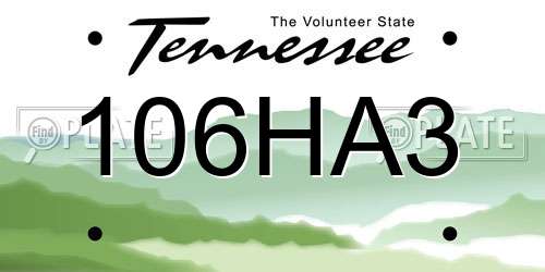 106HA3 Tennessee License Plate