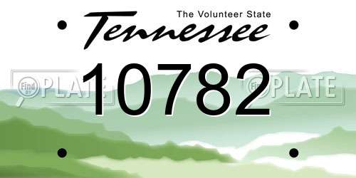 10782 Tennessee License Plate