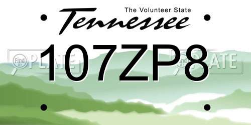 107ZP8 Tennessee License Plate