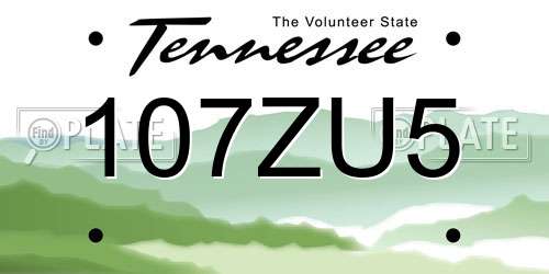 107ZU5 Tennessee License Plate