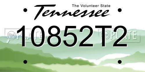 10852T2 Tennessee License Plate