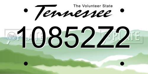 10852Z2 Tennessee License Plate
