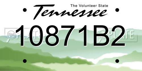 10871B2 Tennessee License Plate