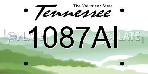 1087AI Tennessee License Plate