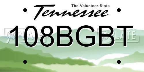 108BGBT Tennessee License Plate