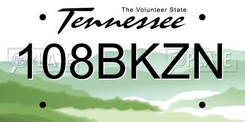 108BKZN Tennessee License Plate